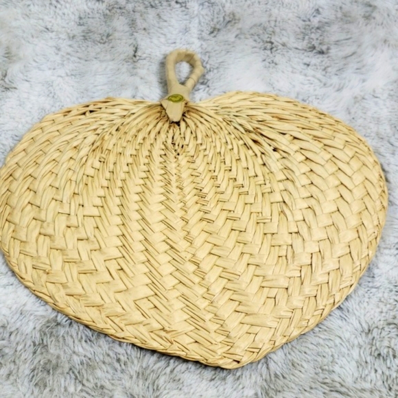 Philippines Hand Crafted Pack of 5 Beige Raffia Fan Laua Celebrations - Picture 12 of 14